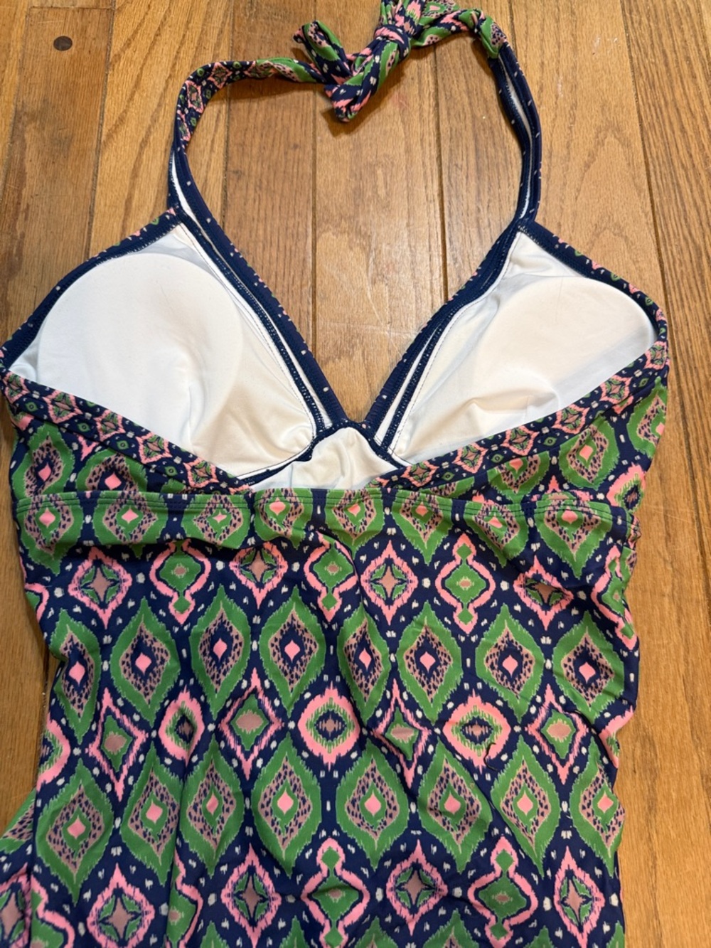 Cupshe Green and Navy Geometric One-Piece Swimsuit - Picture 3 of 4
